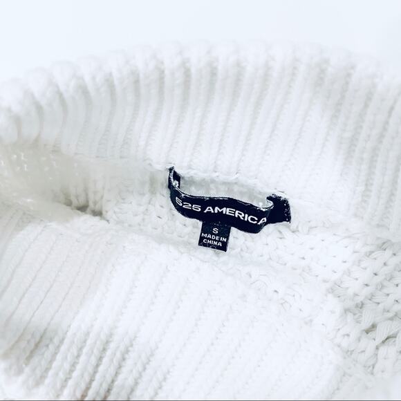 525 America High Neck Scalloped Knit Sweater Size Small in White - Picture 6 of 8